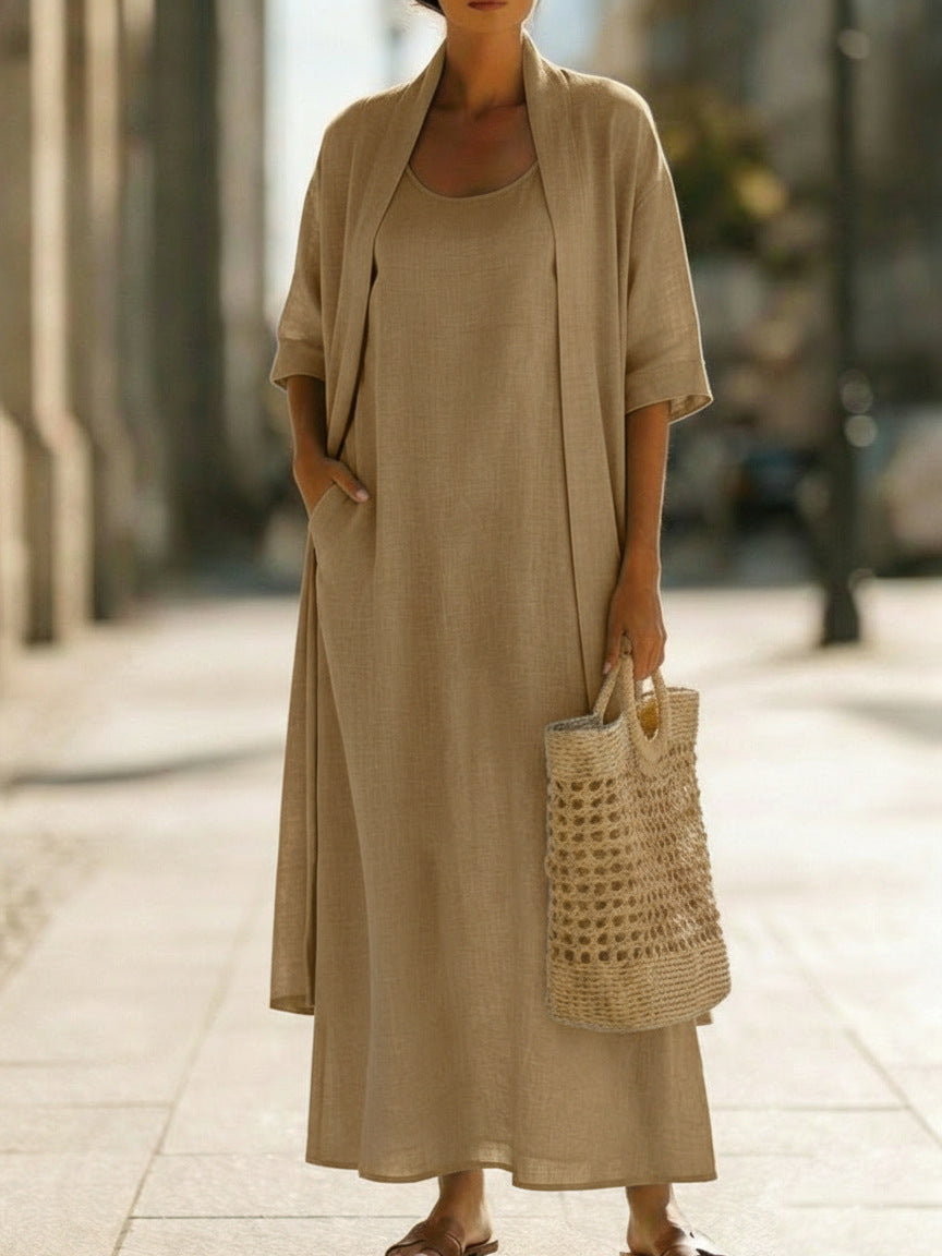 Women 2Pcs  Linen-Blend Outfit
