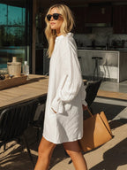 Effortless Long-Sleeve Linen Tunic Dress