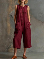 Effortless Linen Sleeveless Wide-Leg Jumpsuit
