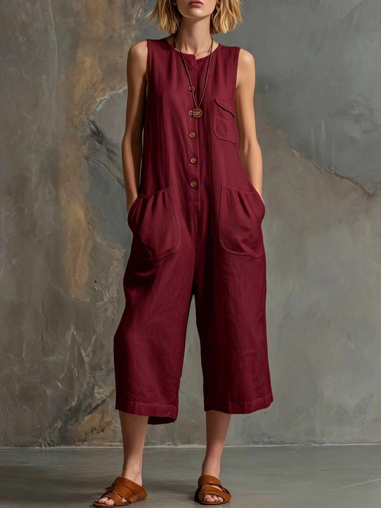 Effortless Linen Sleeveless Wide-Leg Jumpsuit