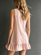 Effortless Sleeveless Ruffle Hem Shift Dress – Relaxed Linen Blend Style