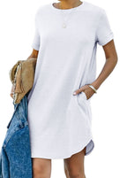 🔥Women's Casual Short Sleeve T Shirt Dress Basic Dresses with Pockets(Buy 2 Free Shipping)