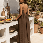 Women's Solid Color Backless Cami Dress