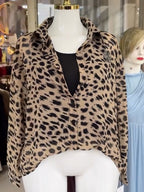 Comfortable & Casual Faux Two-piece Leopard Print Shirt