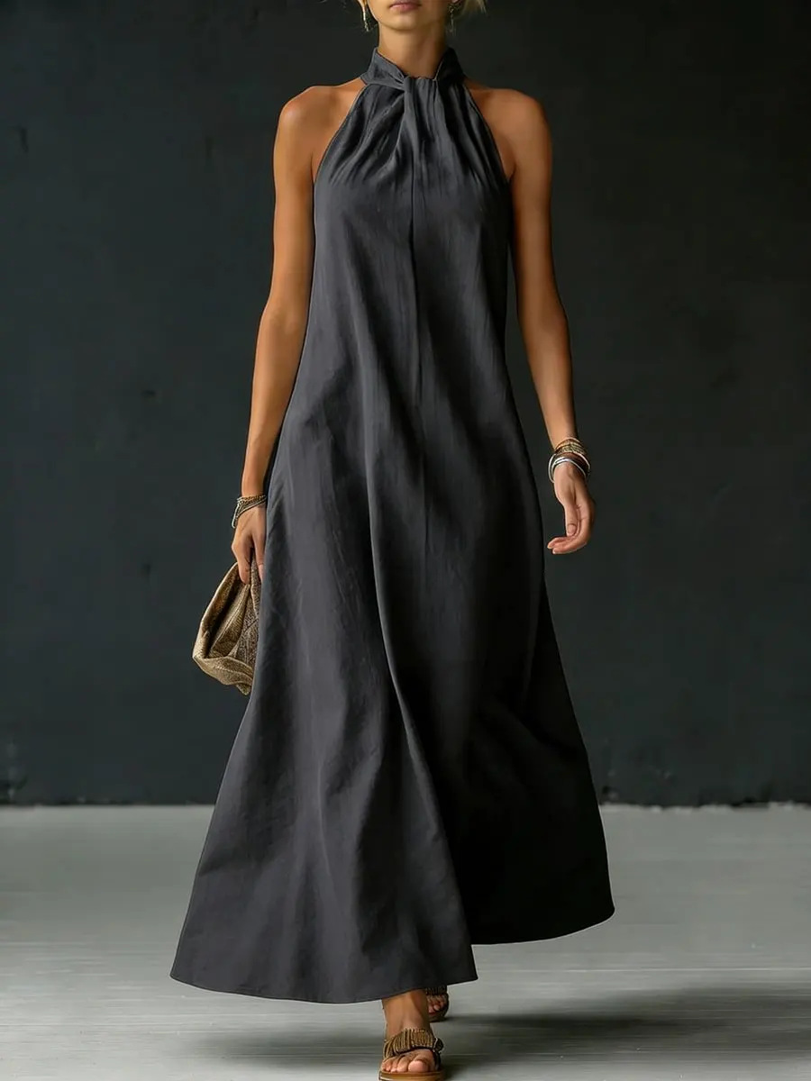 Minimalist & Elegant Halter Maxi Dress