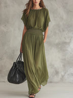 Flowy Wide-Leg Smocked Waist Jumpsuit