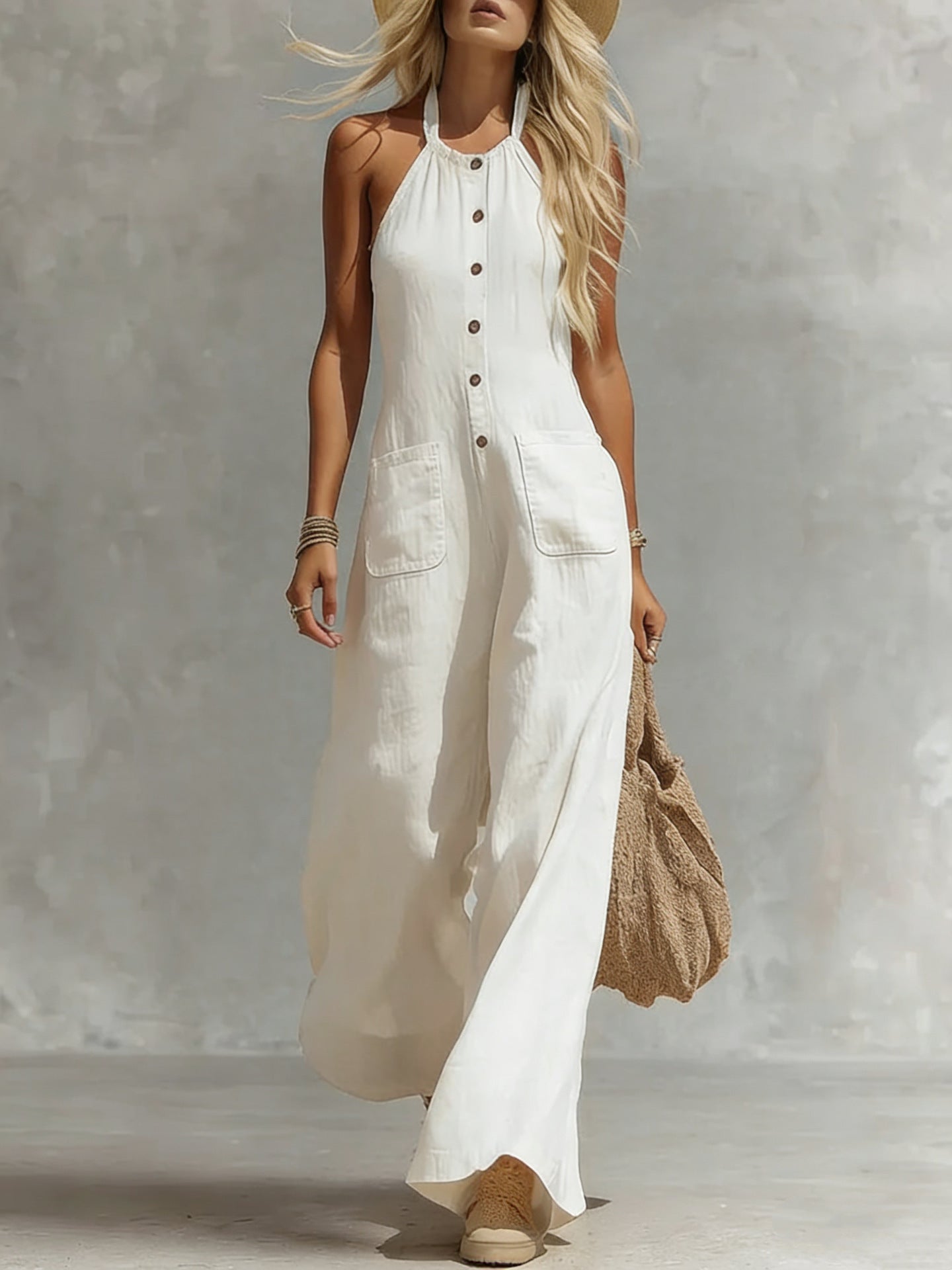 Breezy Halter Wide-Leg Jumpsuit