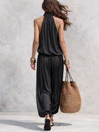 Cozy Elegant Draped Sleeveless Top And Pants Two-piece Set