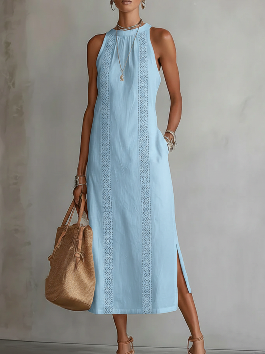 🌿 Retro Cozy Lace Minimalist Linen Dress