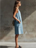 Effortless Chic Sleeveless Denim Shift Dress for Women