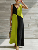 Color Block Sleeveless Maxi Dress