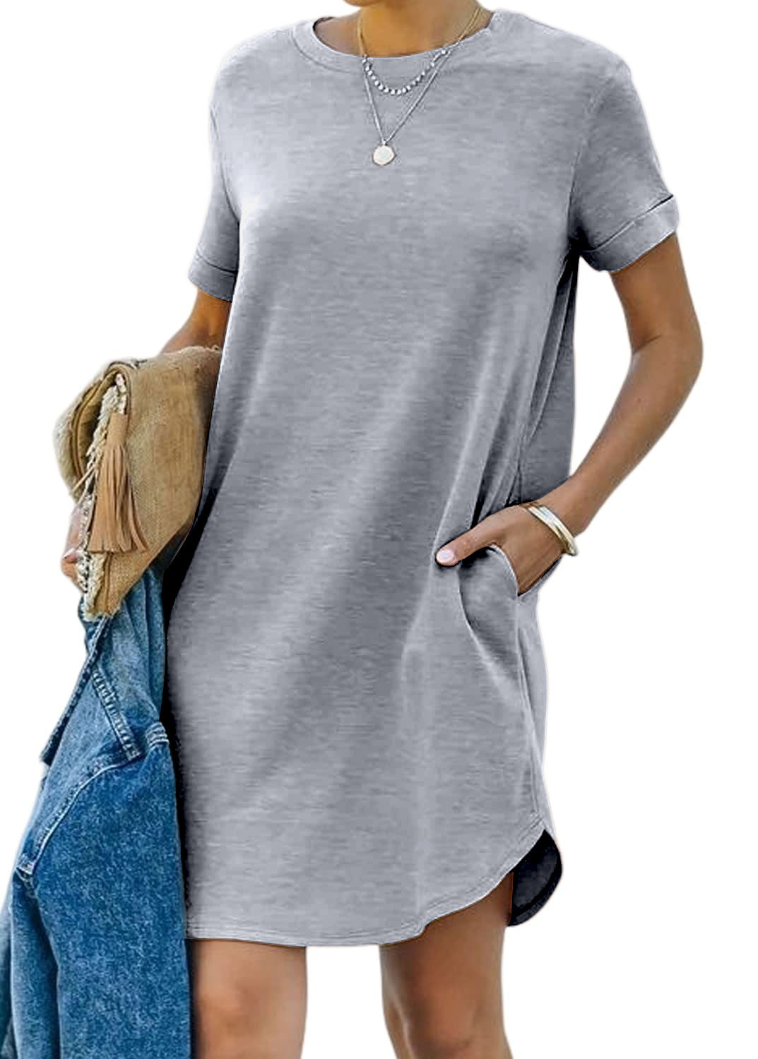 🔥Women's Casual Short Sleeve T Shirt Dress Basic Dresses with Pockets(Buy 2 Free Shipping)