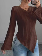 Cowl Neck Ribbed Knit Top