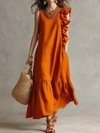 New Irregular Ruffled Sleeveless Women'S Dress