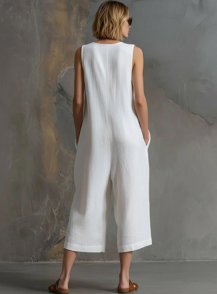 Effortless Linen Sleeveless Wide-Leg Jumpsuit