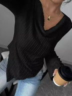Cowl Neck Ribbed Knit Top