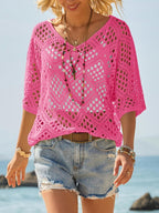 ? Handmade Crochet V‐Neck Boho Top | Apricot Summer Essential