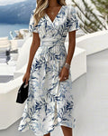 Elegant Botanical-Print Dress