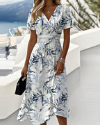 Elegant Botanical-Print Dress