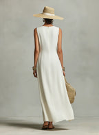 Sleeveless Asymmetrical Linen Maxi Dress