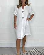 New Plus Size Button Up Tunic Dress