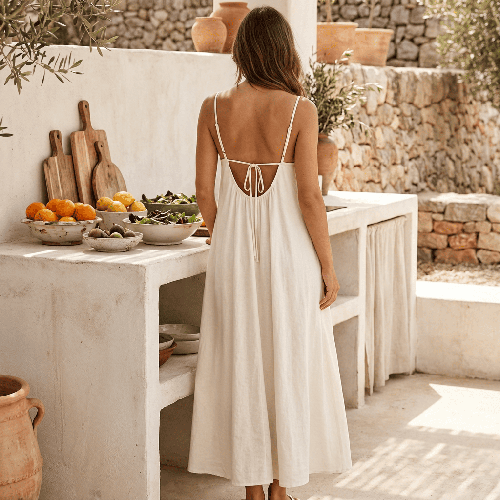 Women's Solid Color Backless Cami Dress