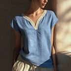 VChics Boho Vintage Lace V-neck Cotton Blend Shirt