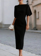 Briar Midi Dress with Bateau Neckline & Tailored Fit