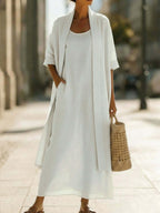 Women 2Pcs  Linen-Blend Outfit