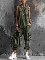 Oversized Sleeveless Top & Cargo Jogger Set