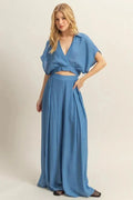 Crop Top and Wide Leg Pants Set