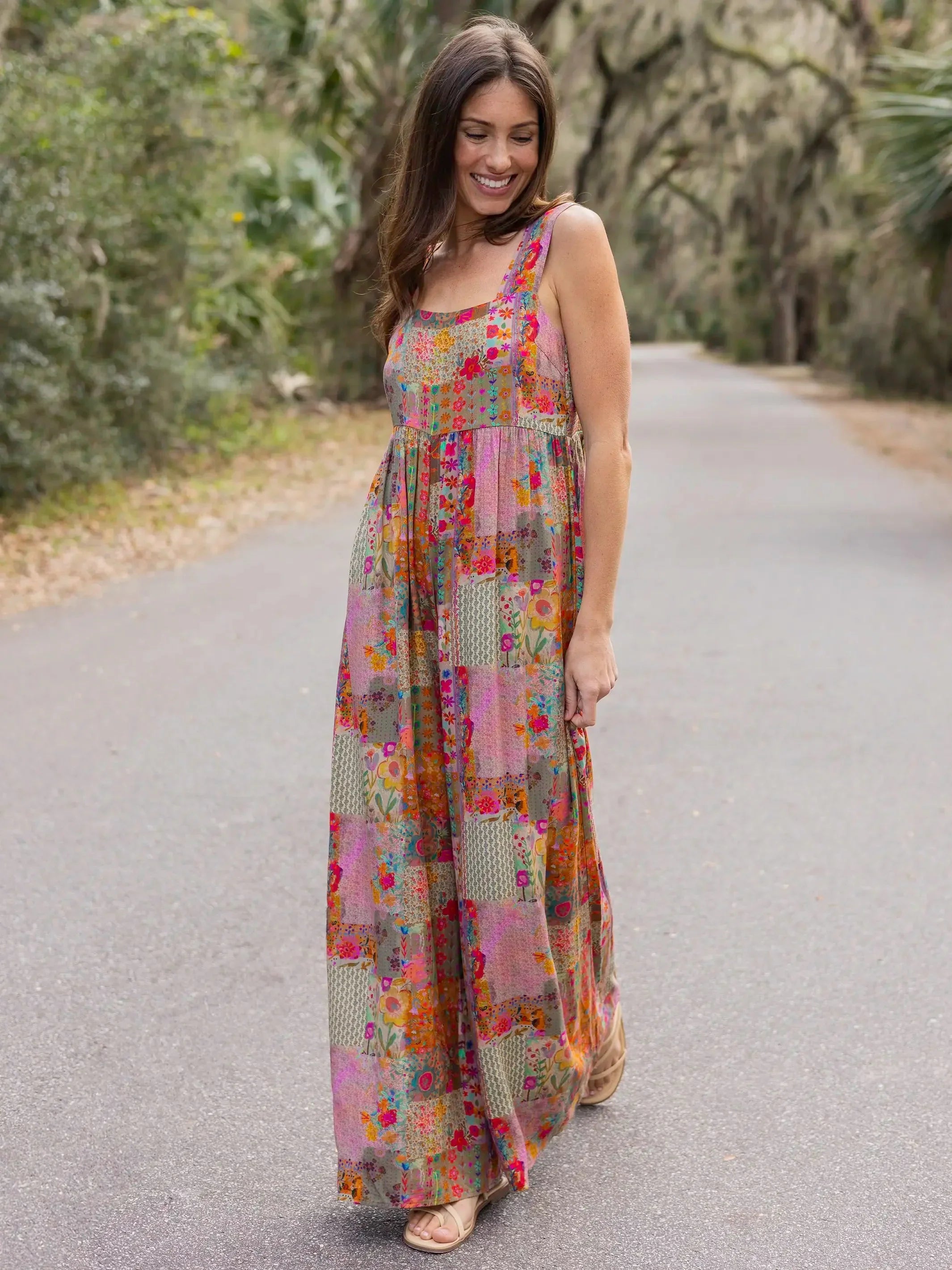 🌼 Boho Patchwork Floral Wide-Leg Jumpsuit (XL-5XL)