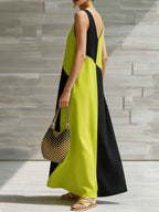 Color Block Sleeveless Maxi Dress