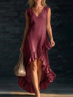 Romantic V-Neck Ruffle Dress