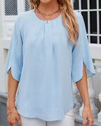 Elegant solid color Half Sleeve Blouse