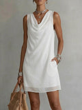 Women's Draped-neck Sleeveless Chiffon Dress