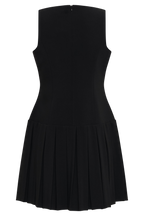 Sleeveless Pleated Mini Dress - Black