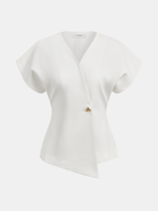 Trendy V-Neck Button Down Blouse