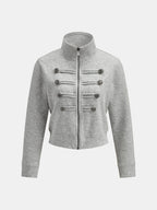 Button Detail Zip-Up Jacket