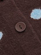 Polka‑Dot Long‑Sleeve Knit Cardigan