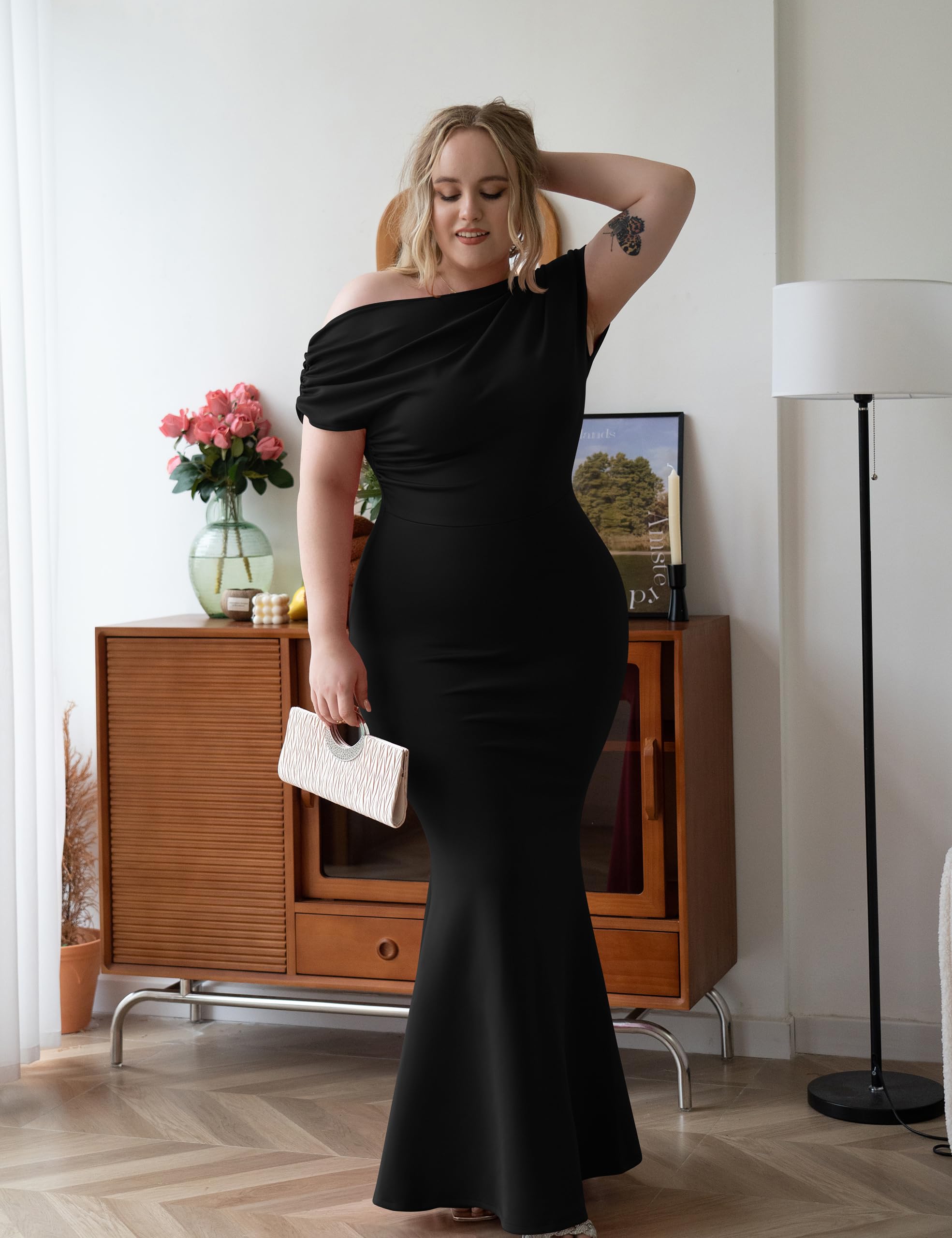 2025 Women's Elegant Sleeveless Off Shoulder Bodycon Long Formal Party Evening Dress
