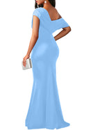 2025 Women's Elegant Sleeveless Off Shoulder Bodycon Long Formal Party Evening Dress
