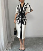 Noir Print Midi Dress