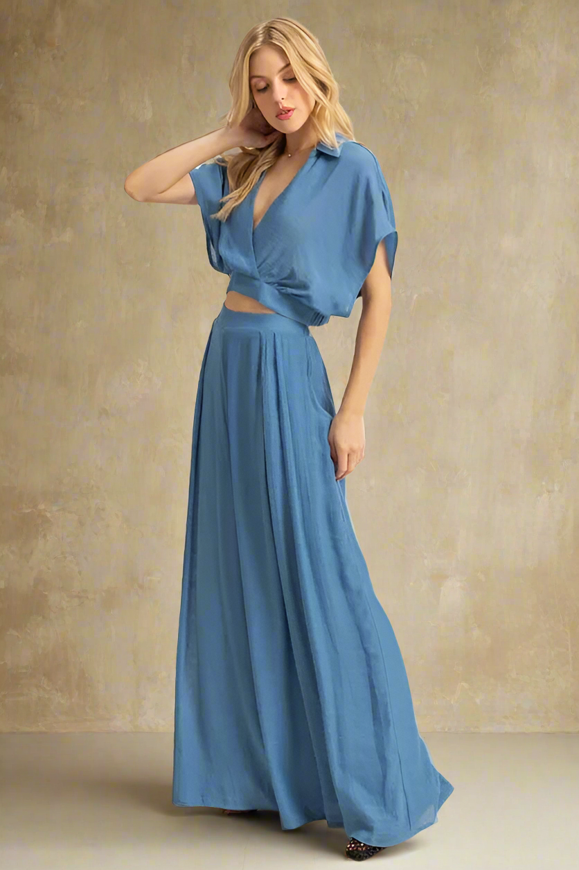Crop Top and Wide Leg Pants Set