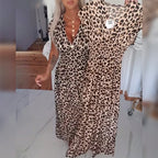 Elegant Leopard Print V-Neck Dress