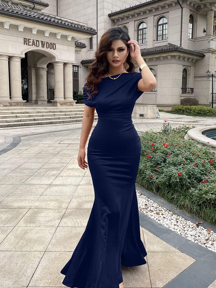 2025 Women's Elegant Sleeveless Off Shoulder Bodycon Long Formal Party Evening Dress