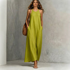Textured Sleeveless Round Neck Pocketed Maxi Tent Dress