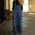 Vintage Washed Wide Leg Denim Overalls