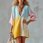 Sunset Breeze Color-Block Tunic Dress