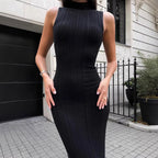 Ribbed Knitted Sleeveless Bodycon Maxi Dress